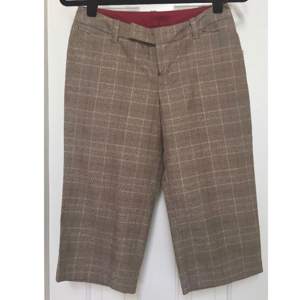 NWT GAP Brown Plaid Cropped Cotton Pants Size 1